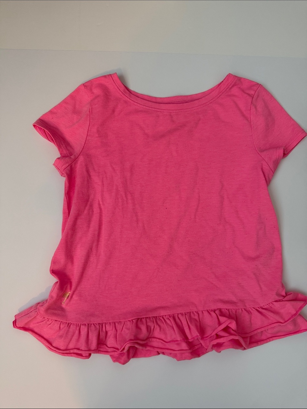 Lilly Pulitzer Bright Pink Ruffle-Hem Short Sleeve Tee